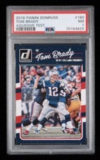 2016 panini donruss 180 tom brady; aqueous test SSP variation PSA 7  (POP 1, 0^)
