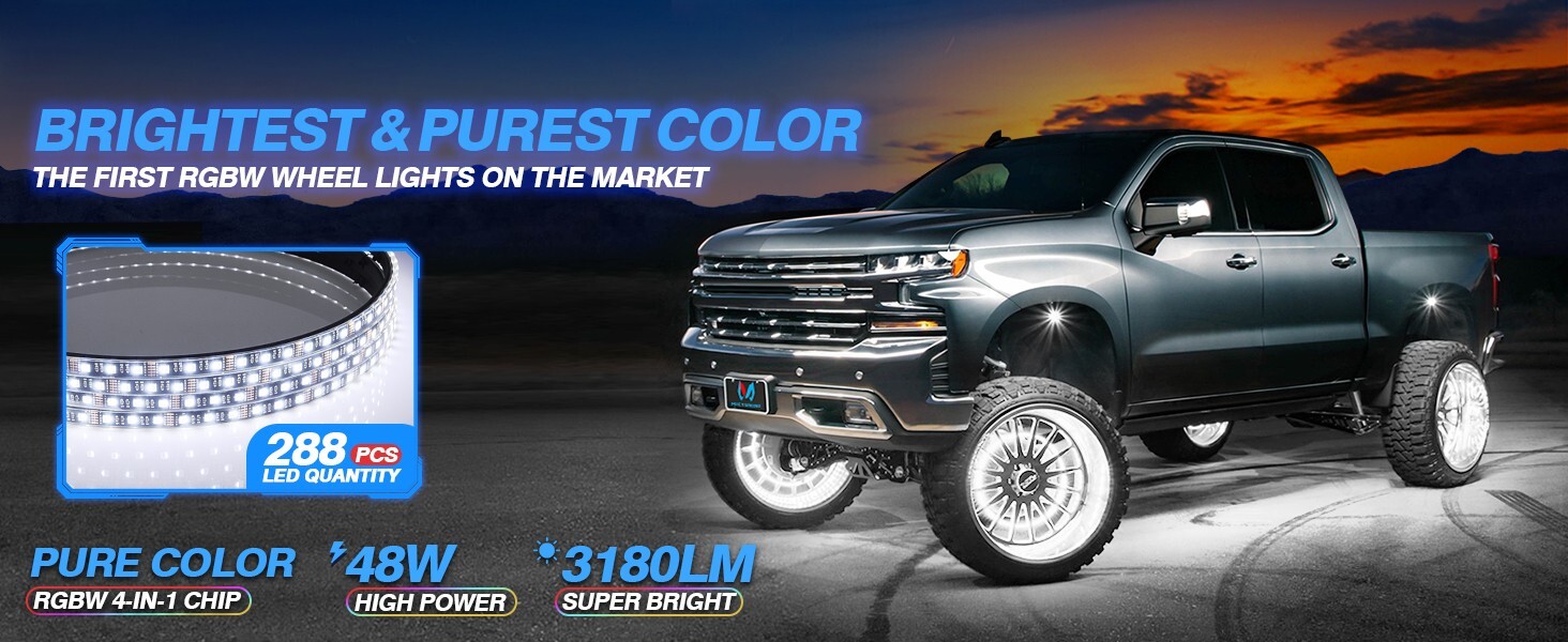 4x15.5'' RGB Wheel Ring Lights LED Light For Truck Car Rim Lights