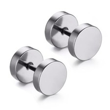 Pair Stainless Steel Mens Womens Stud Earrings Ear Piercing Plugs Tunnel Punk 