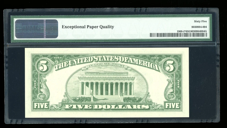 DBR 1963-A $5 FRN Minneapolis STAR Gem Fr. 1968-I* PMG 65 EPQ Serial I00343481* - Image 2 of 2