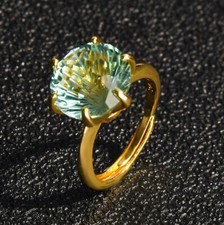 New Wedding Party Jewelry Flower Cut Light Green Citrine Gems Charm Women Ring