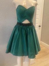 Rachel Allan Emerald Black Jewel Prom Dress 4047RA size 6
