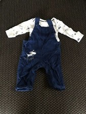 M And S Autograph Boys Corduroy Dungarees And Long Sleeve Body Suit - Size 0-3 M