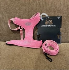 Juicy Couture Y2K bling bedazzled pink dog harness and leash set size large