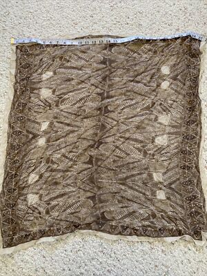 Brown Patterned Gorgeous Sheer scarf 28  square. only worn 2x