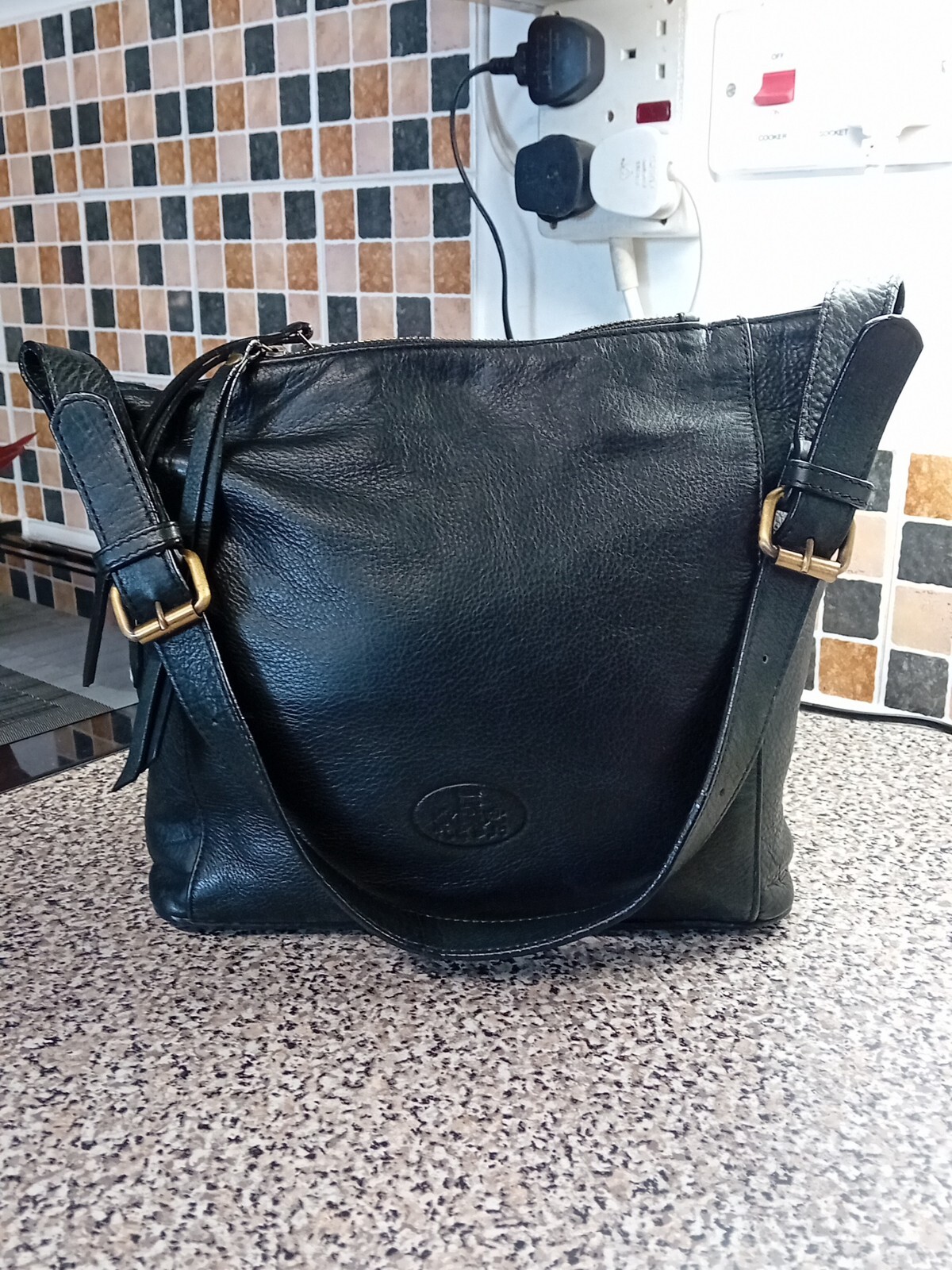 Rowallan Large Leather Shoulder Bag Handbag Black eBay