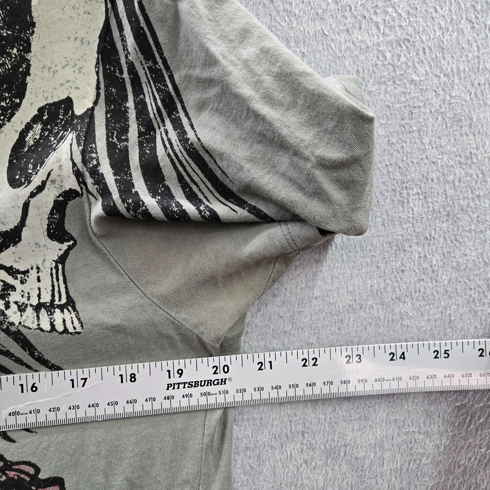 Camiseta Guess Mujer Top Gris Mediana Grunge Calavera Rosas Gráfico Y2K Foto 4 de 4