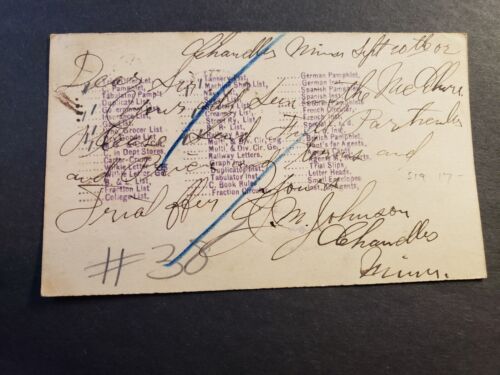 CHANDLER, MINN 1902 Postal History Cover to CHICAGO, IL #UX15 w/ note - Picture 2 of 2
