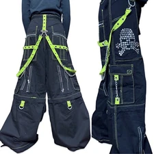 Tripp NYC Goth Skate Grunge Straps Baggy Bondage y2k Skull Pants Shorts AF3841M
