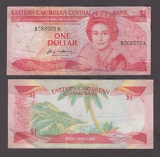 EAST EASTERN CARIBBEAN P.17A  1 DOLLAR PFX B QUEEN ELIZABETH II  VERY FINE 2211