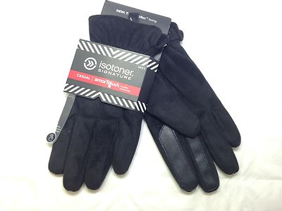 $81 Isotoner Men'S Black Smart Touch Soft Casual Dress Tech Gloves Size Xl