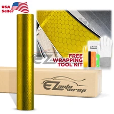 Honeycomb Carbon Fiber Satin Gold Hex Car Auto Sticker Decal Vinyl Wrap Sheet