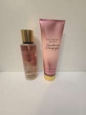 New Victoria's Secret Strawberries And Champagne Fragrance Body Mist Lotion Set