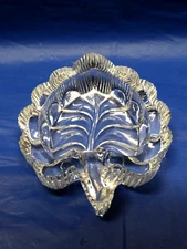 Vintage Crystal Glass Leaf Shaped Individual Ashtray/Trinket Dish