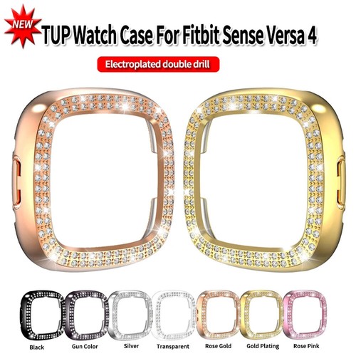 Correa de correa de reloj de metal brillante + estuche de PC diamante para Fitbit Versa 4 3 2 1/Sense 1 2 - Imagen 2 de 39