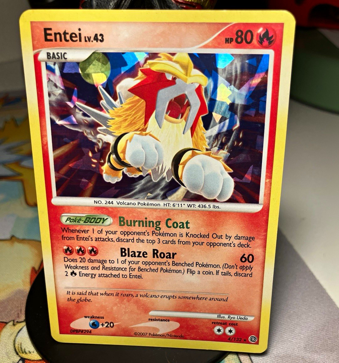 Pokemon Entei Secret Wonders Cracked Ice Holo 4/132 Tin Promo 2007