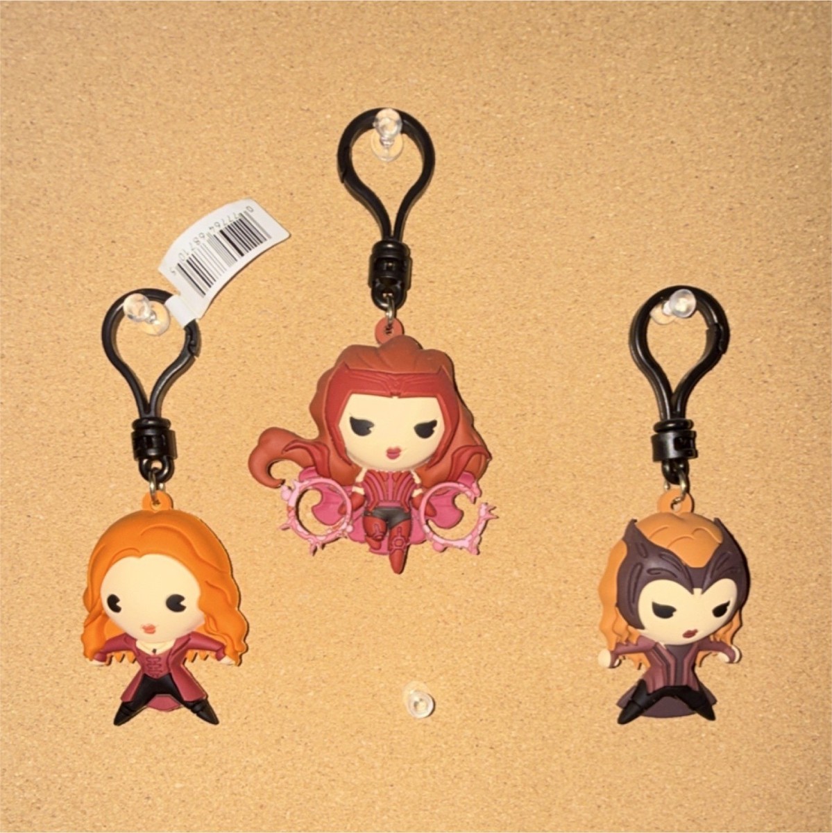 Marvel Scarlet Witch Keychains Set Rubber Red Orange Detachable