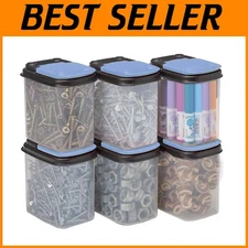 Stackable Bit and Bolt Organizer Bins - Clear with Blue Lids
