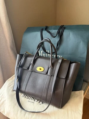 Sac à bandoulière fourre-tout Mulberry Bayswater avec sangle kaki foncé d'occ... - Photo 1/4