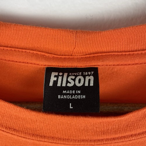 Filson Shirt Mens Large Orange Short Sleeve Pocket Tee Casual Logo Hunting - Picture 5 of 10
