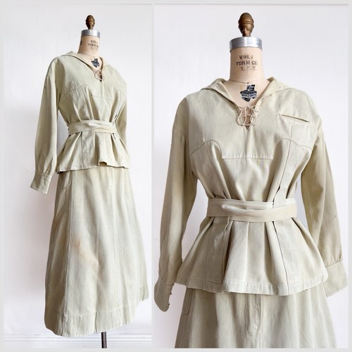 Vintage 1900s 1910s Antique Ladies Norfolk Hunting Sporting Suit Pioneer S - Picture 1 of 14