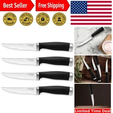 4-Piece Ergonomic Steak Knife Set – Hollow-Ground Stainless Steel Blades