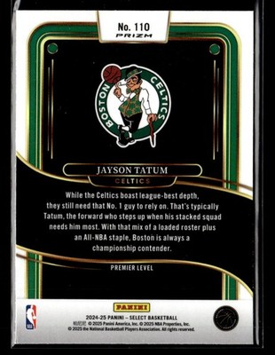 2024-25 Panini Select #110 Jayson Tatum Green White Purple Prizm