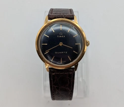 1979 Timex Q Mens Watch Quartz Blue Dial 35mm England New Battery