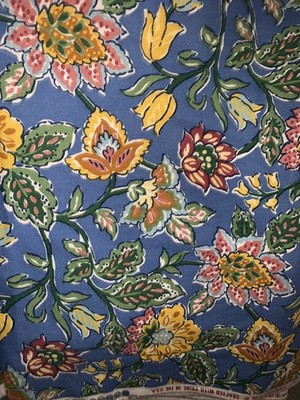 NEW Waverly / Schumacher CORTINA blue AL FRESCO Fabric USA 5.25 + Yards 48 W
