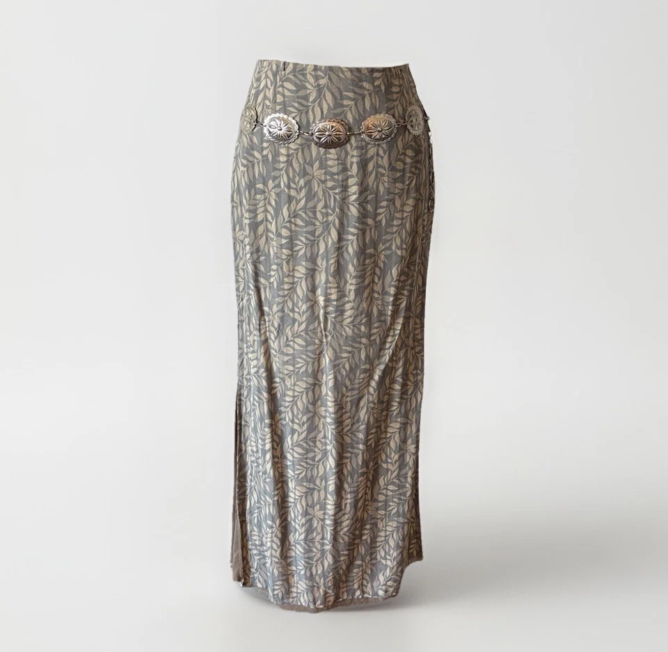 Banana Republic Womens Silk Midi Skirt Sz 2 Forest Fairy Boho Cottage *NO BELT - Image 2 of 4