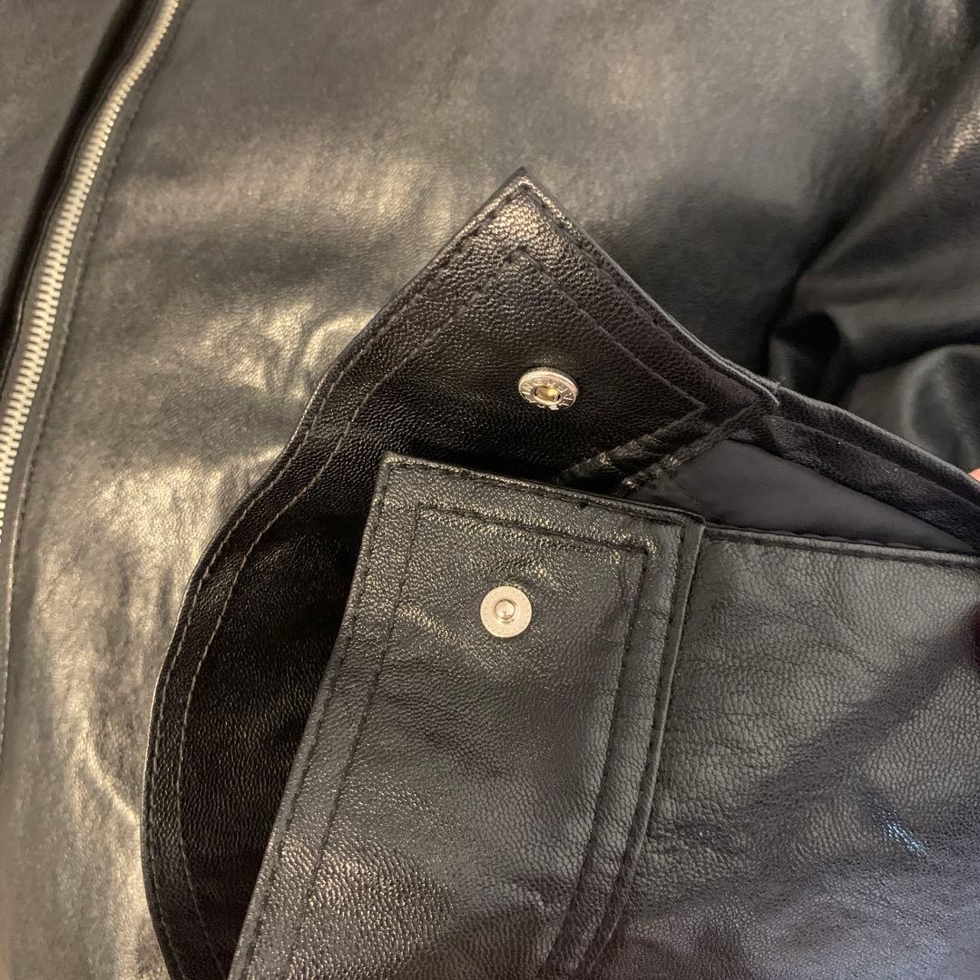 FACADE PATTERN Black Leather Oversized Blouson wi… - image 6