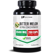 Healthfare Organic Bitter Melon Extract 9500mg | 200 Capsules Ultra Concentrated