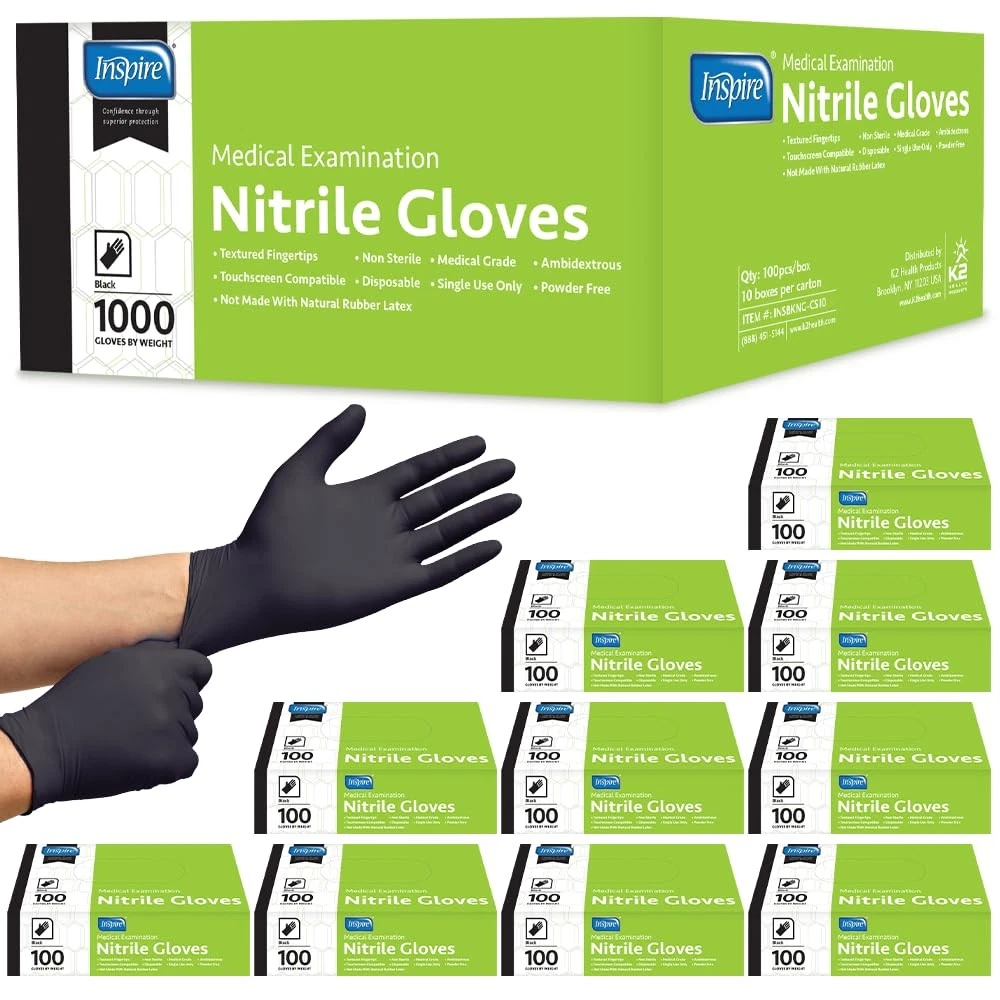 Inspire Black Nitrile Gloves | THE ORIGINAL Quality X-Large,