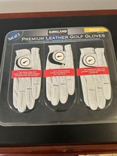 Kirkland Signature Leather Golf Gloves Left Hand Medium White Set of 3