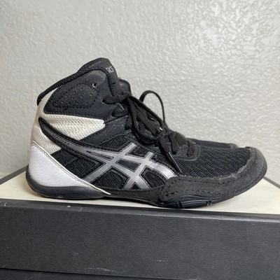 Asics Matflex 1084A007 Wrestling Shoes White Black Lace up Youth Boys Size 3 US