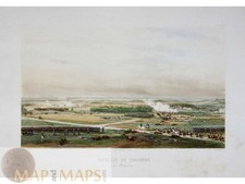 Battle of Craonne 1814 ? Original Hand-Colored Steel Engraving by Rouargue 1860