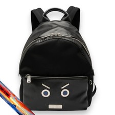 Fendi Face Rucksack Backpack Black Leather Nylon Women’s 7VZ012