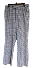 Vintage 70s Pants Adult 34x30 Blue Gingham Plaid Retro Disco Trouser