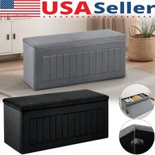 Home Storage Ottoman Velvet Fabric Footrest Chest Stools Upholstered End of Bed