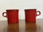 Lot of 2 Red Fiesta Ware Ring Handle Coffee Mugs