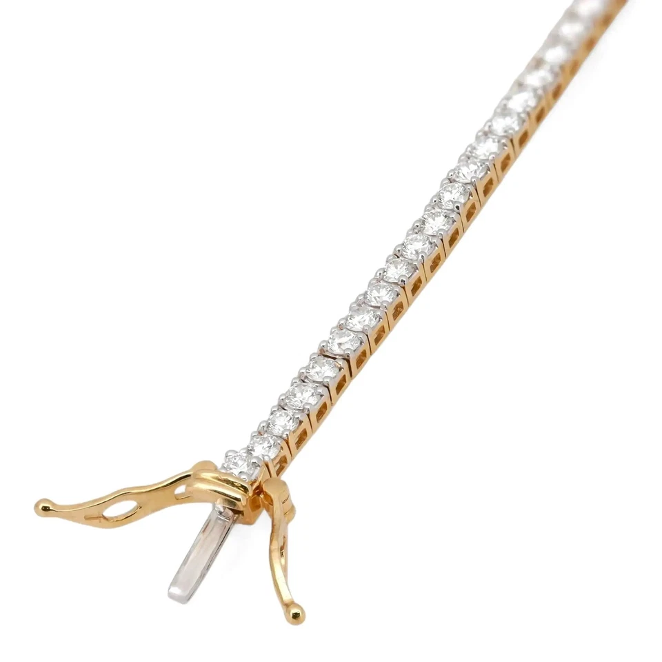 Tennis Bracelet Round Cut Lab Grown Diamond 14K Yellow Gold 3.00Cttw  - Image 4 of 4