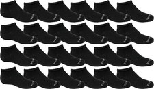 24 Pack Wholesale Boys  Girls Cotton Shoe Socks Size 6-8, Ankle Socks Black 