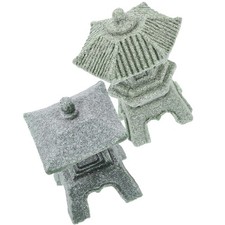 2 Pcs Pagodas for Gardens with Roof Miniature Sculpture Decorative