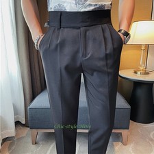 New Men British Gurkha Pants Naples Straight High Waist Business Casual Trousers