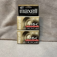 NEW Sealed 2 Maxwell VHS-C TC-30 HGX-GOLD Premium High Grade Video Tapes