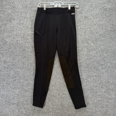 Kerrits Riding Pants Women Medium Black Fleece Lined Knee Patch Legging Breeches