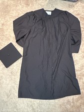 Adult Graduation Gown and Hat Set Black Mortarboard University Bachelor Cap Robe