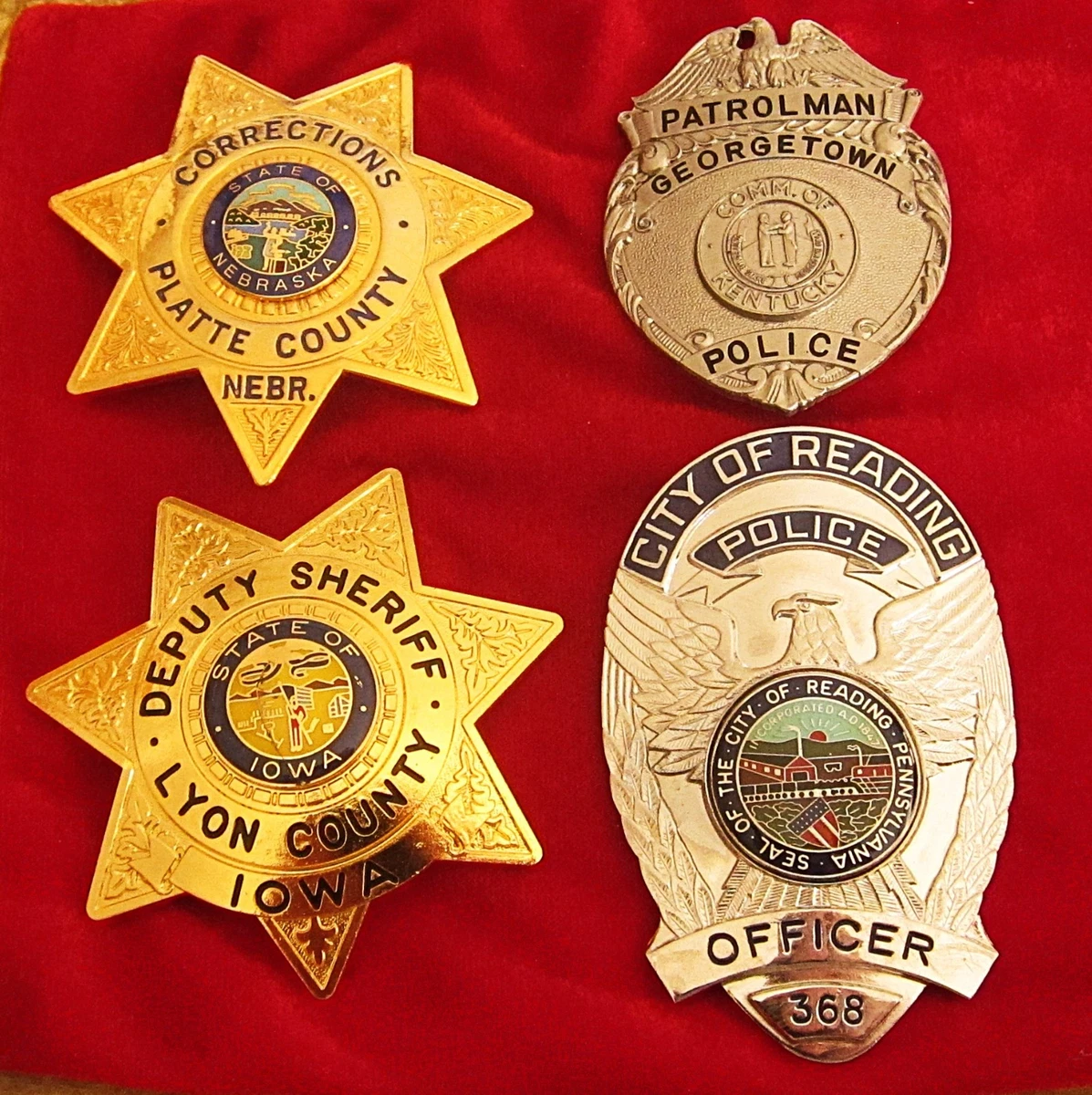 Obsolete police badges, Konvolut, 4 Sammelabzeichen / OFFER / Super Angebot !
