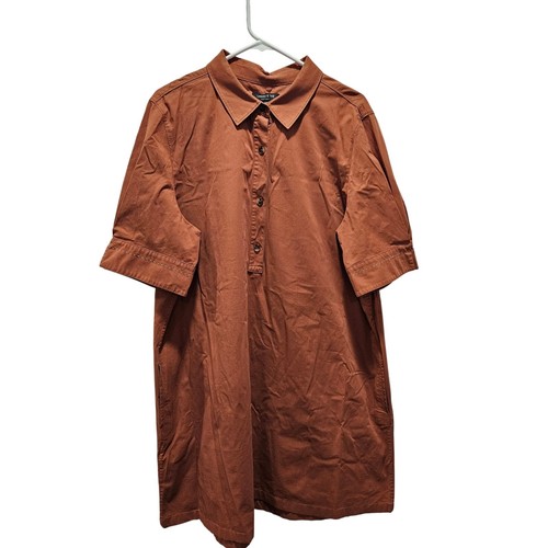 Lafayette 148 Shirt Dress Womens Brown Poplin Shift Size 2X XXL MSRP S450