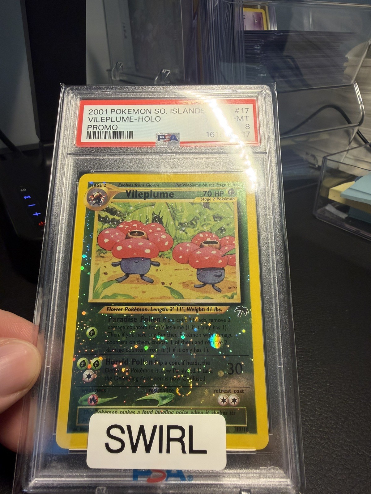 2001 POKEMON SOUTHERN ISLANDS PROMO #17 VILEPLUME-HOLO PSA 8 SWIRL 